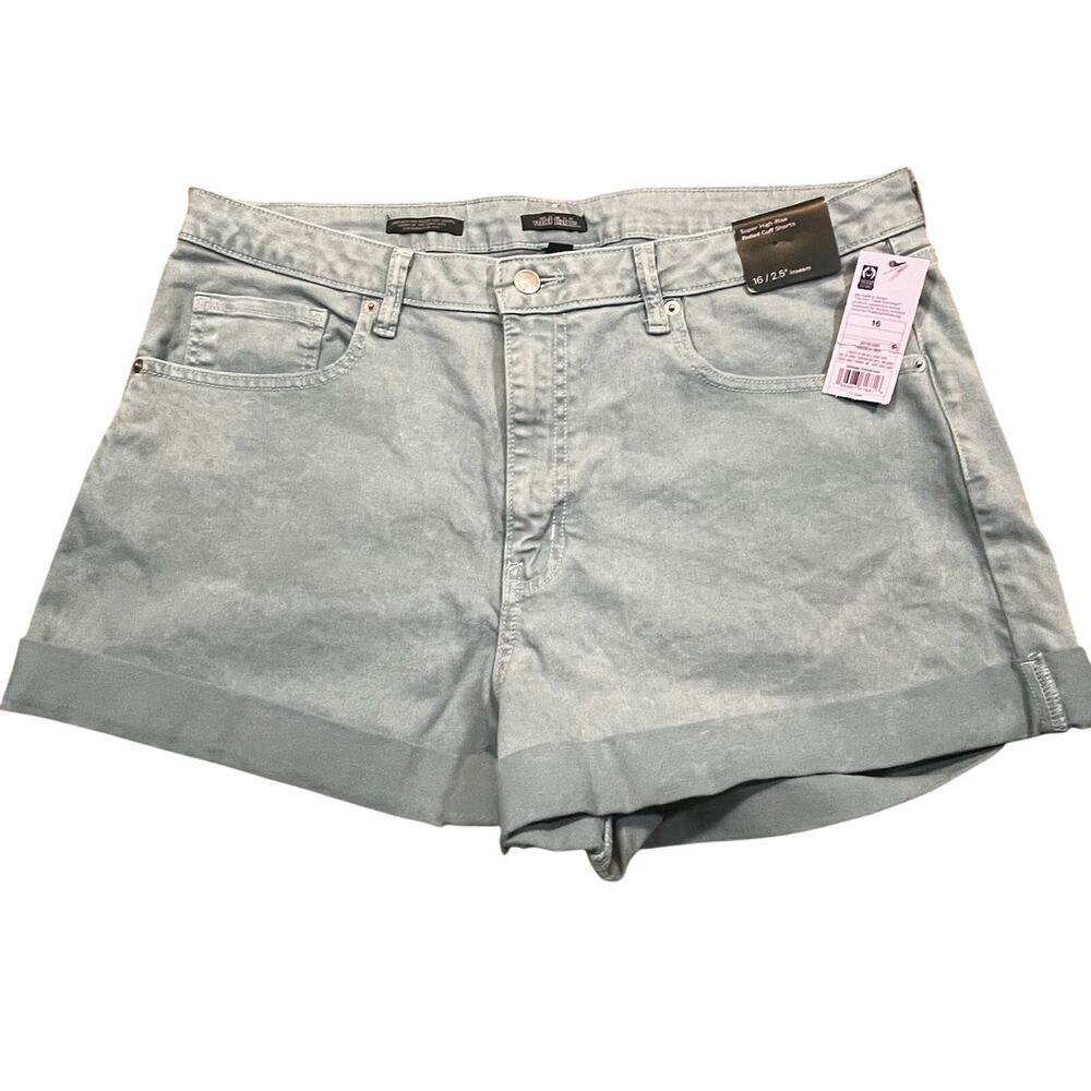 New Wild Fable Shorts Womens 16 Blue Super High Rise Rolled Cuff Denim Summer